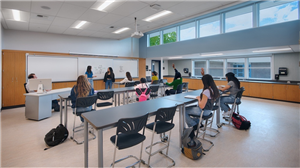 Students in a new classroom